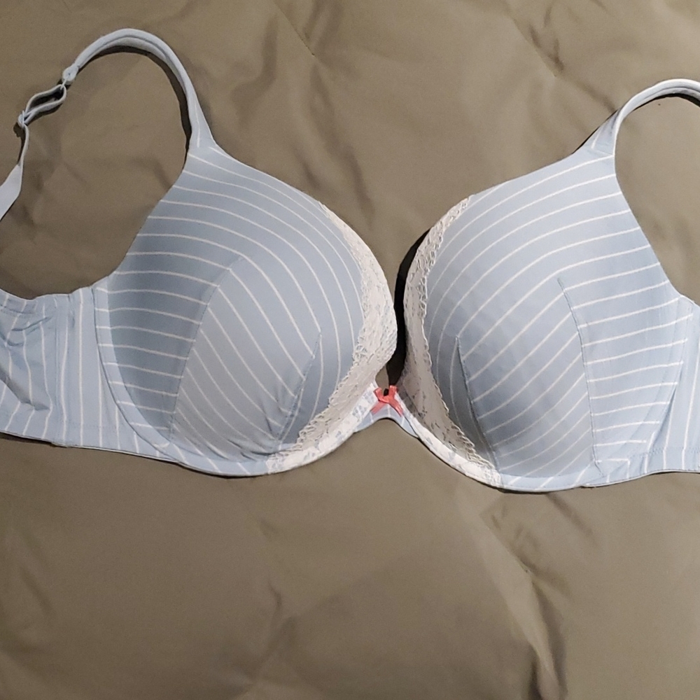 Lane Bryant- Cacique 38G Like New Blue/White stripe boost plunge.